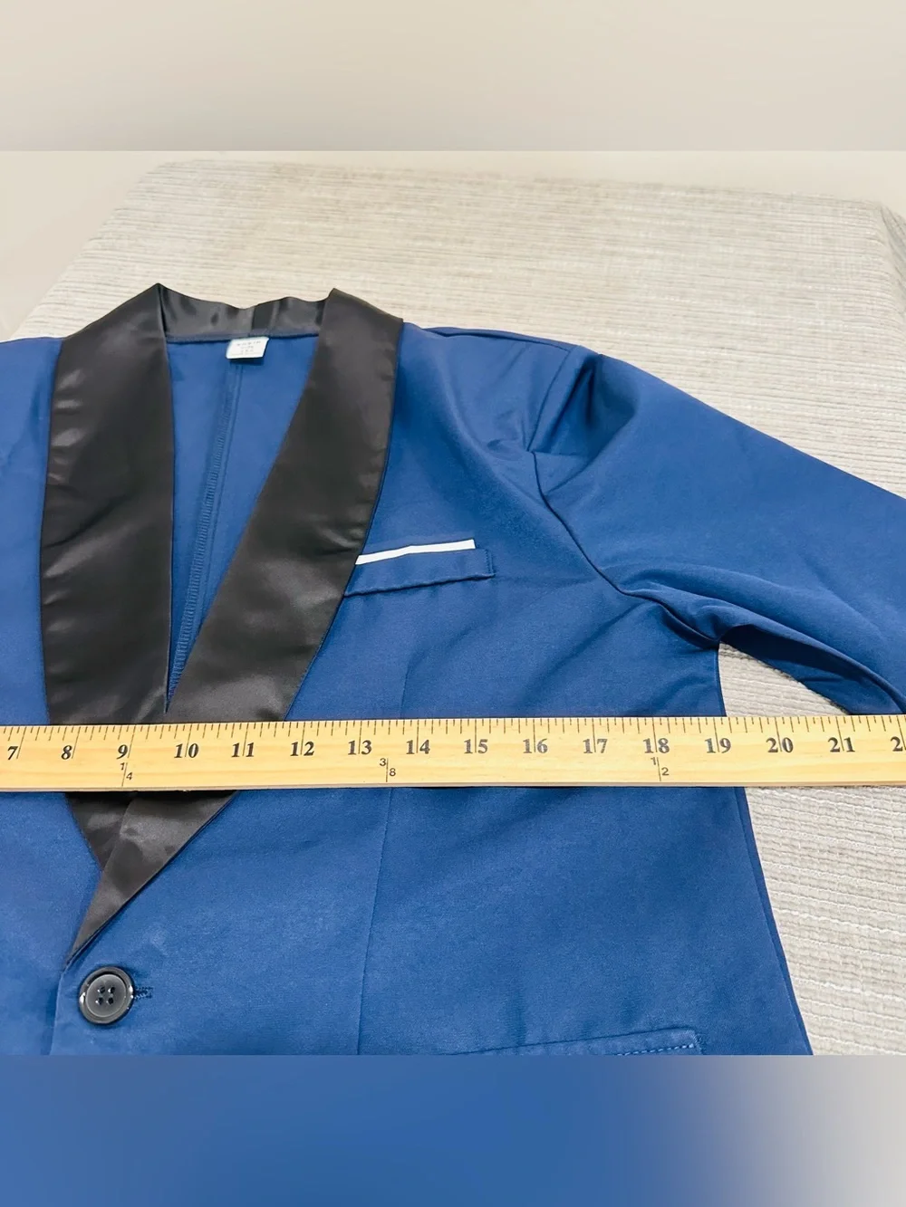 SHEIN Boys 2-Piece Tuxedo Suit Indigo Blue Black Shawl Lapel Size 15 Y